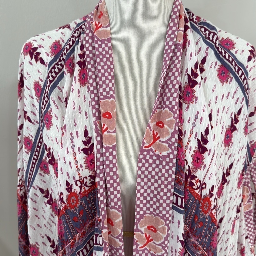 Anthropologie Lilka floral long length lightweight kimono boho cardigan - Picture 3 of 8